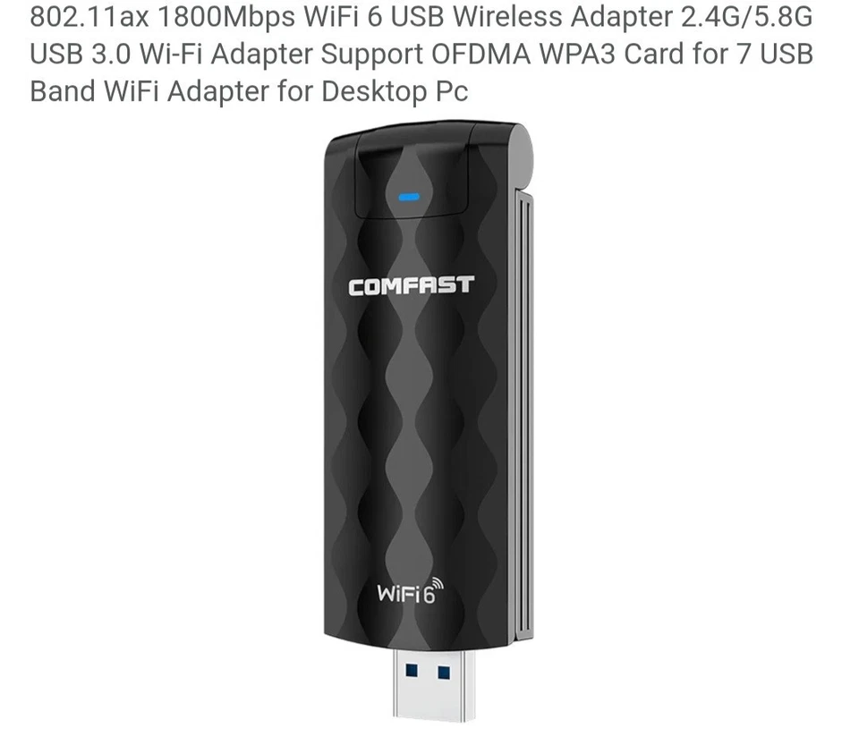 COMFAST 802.11ax 1800Mbps WiFi 6 USB Wireless Adapter 2.4G/5.8G USB 3.0 Wi-Fi... - Image 4 of 4