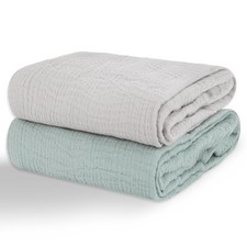 Muslin Swaddle Blankets 2 Pack 100 Cotton Large 40 x 40 Inches Soft Breathable