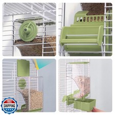 Bird Feeder Water Dispenser Set, Automatic Cage Feeder with Perch for Seed Pa...