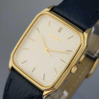 SEIKO 7N01-0FA0 Quartz Square Gold Tone Watch 10 Bar 29mm