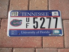 Tennessee 2015/16 University of Florida  license plate  # 5277