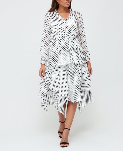 V by Very Polka Dot Tiered Midaxi Dress 