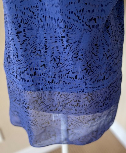 Blusa Top Rebecca Taylor Charlie Paneles Recortados Transparentes Seda 2 Azul Francés $288 - Imagen 6 de 11