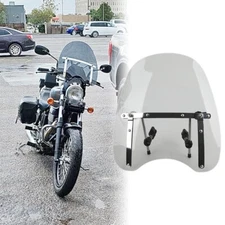 Large Smoke Windshield Screen 7/8" Bar Clamps For Honda Triumph Victory Indian