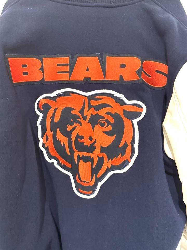 CHAQUETA A PRESIÓN FANATICS CHICAGO BEARS NFL JH DISEÑO POLAR REVERSIBLE LETTERMAN Foto 2 de 4