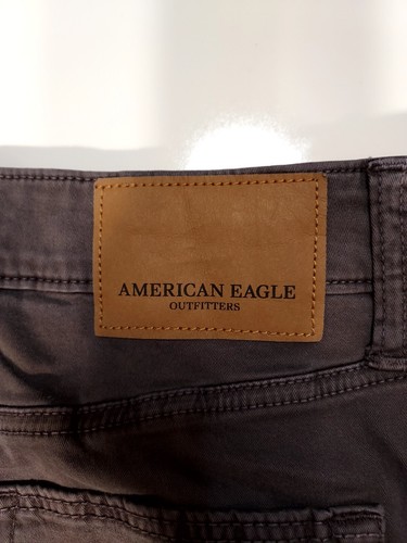 American Eagle Pantalone Uomo Nuovo con etichette 30x32 Grigio Slim Dritto Extreme Flex Khakis Chino - Foto 5 di 6