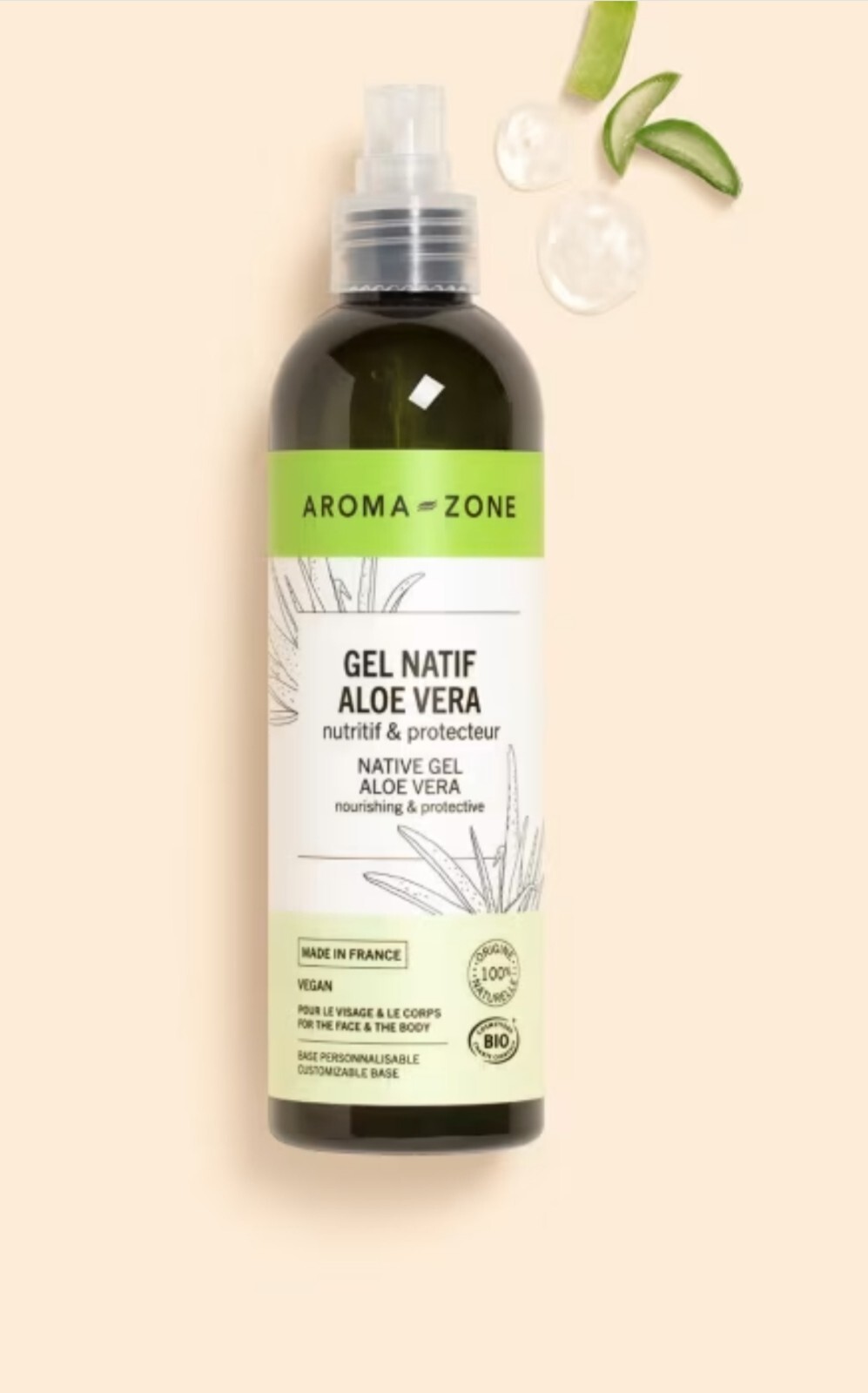 Gel d'aloe vera bio Aroma-zone contre les imperfections et marques de peau