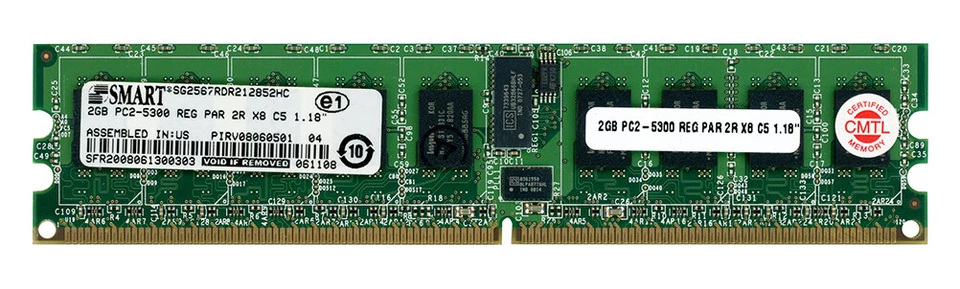 Smart Modulaire SG2567RDR212852HC 2GB DDR2-667Mhz Reg ECC CL5 - Photo 2/2
