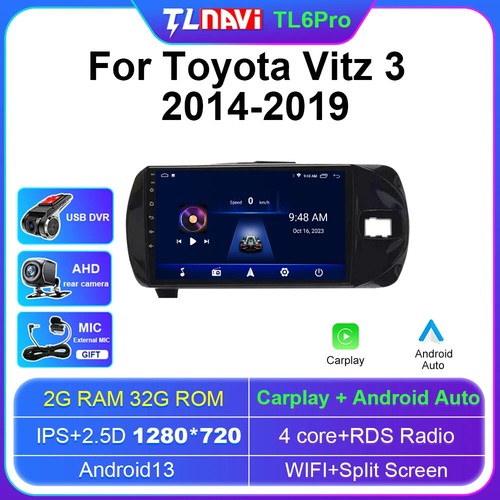 Android Wireless Carplay For Toyota Vitz 3 XP130 2014-2019 RHD Car Stereo Player - Picture 24 of 48