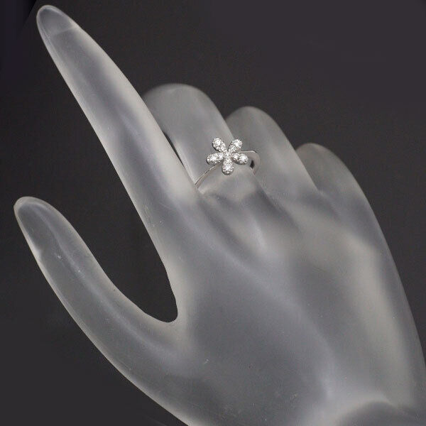 K18WG Diamond Ring 0.19ct Flower - Auth free shipping from K18WG Diamond Ring 0.19ct Flower - Auth free shipping from