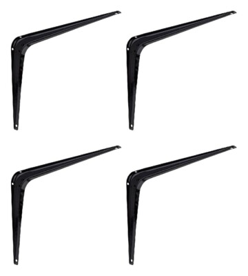NATIONAL HARDWARE 8'' x10 '' INCH SHELF BRACKETS BLACK METAL 100LB LOAD- 4 PACK