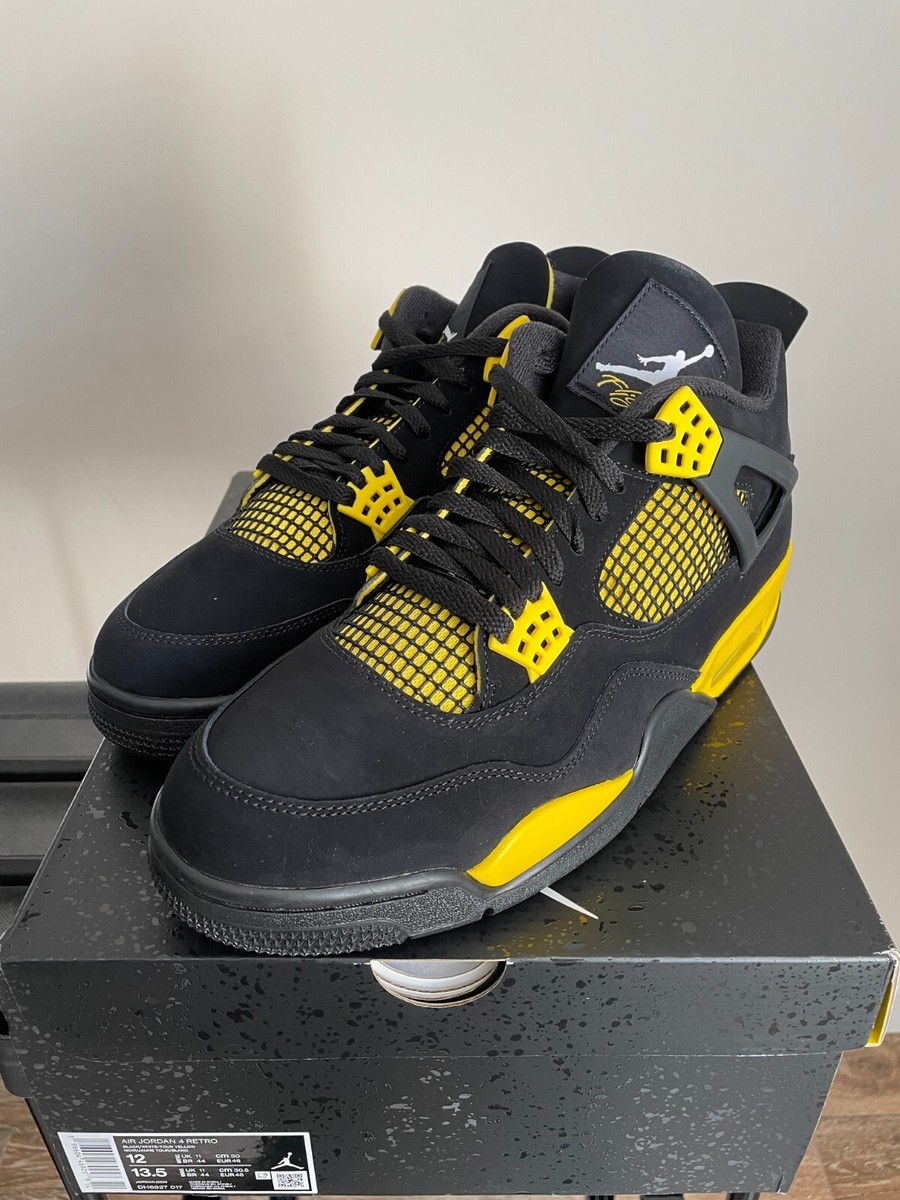 Jordan 4 Thunder Retro Size 12 DH6927-017 NEW Black Yellow Tour