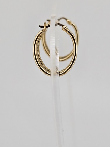 14K Yellow Gold Textured Hoop Earrings - Picture 6 of 8