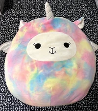 Squishmallow Lucy May llama unicorn 18" tie-dye rainbow