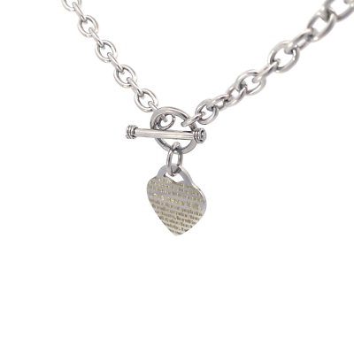 【TATIANA】Heart Toggle Charm Necklace★送料無料 Stainless Steel 14K Gold Plated Heart Charm Toggle Necklace