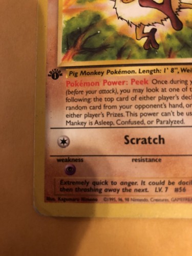 Pokemon MANKEY Primeape 1st Edition Jungle 1999 English Card #55/64 43/64 See Pc - Picture 6 of 10