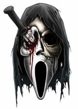 "Horror" Temporary Tattoo, Bloody Skull Scream Mask, Grim Reaper Hood, Halloween