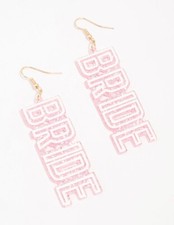 Pink glitter acrylic letter bride dangle/drop earrings for hen party