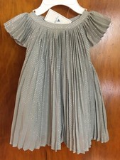 NEW BabyGap Girls 3-6 Months Gray Pleated Flutter Dress