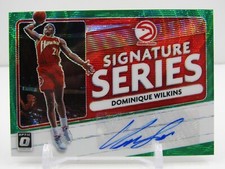DOMINIQUE WILKINS 2020-21 DONRUSS OPTIC SIGNATURE SERIES GREEN PRIZM AUTOGRAPH!