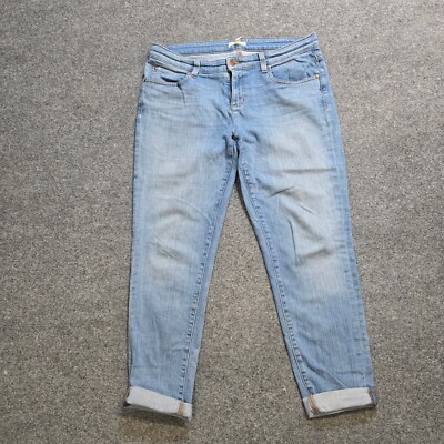 Eileen Fisher Jeans Womens Size 8 Blue Denim Cropped Ankle Cuffed Casual Basic