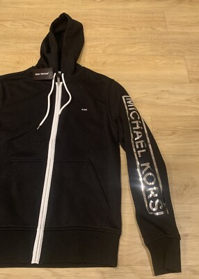 Michael Kors Men's Reflective MK Sleeve Tape Logo Full-Zip Hoodie