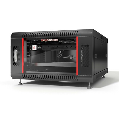 6U Server Rack Locking Network Cabinet Data Enclosure with PDU-Feet-Fan-Shelf