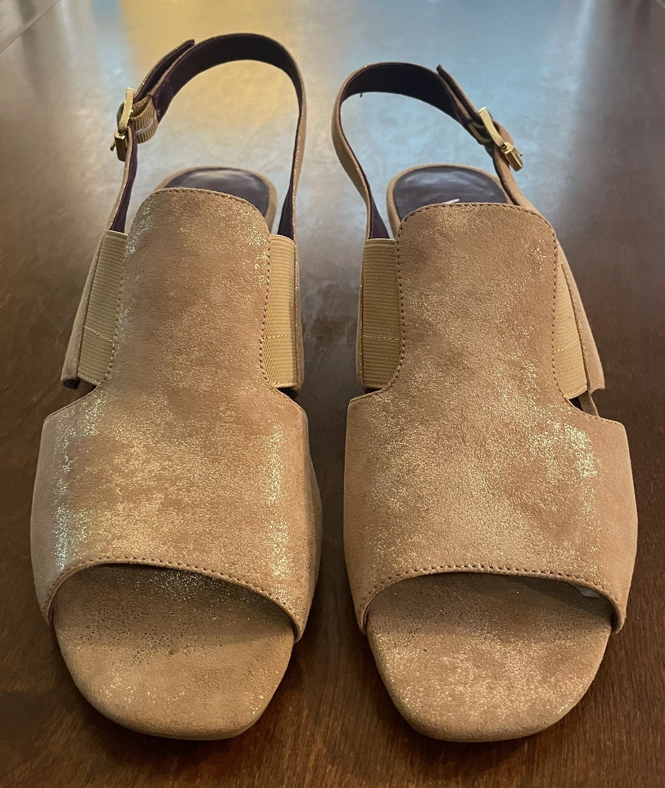 VANS SANDALI VANELi Flory SLINGBACK zeppa beige oro lucido DONNA taglia 9 US