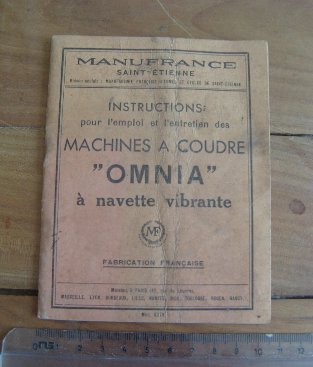 Carnet Instructions + Certificat Machine à Coudre OMNIA Navette Fusée 1962 – Vintage