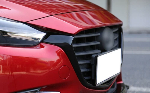 Para Mazda 3 Axela 2017-18 2 piezas negro brillante parrilla delantera tiras cubierta moldura  - Imagen 6 de 6