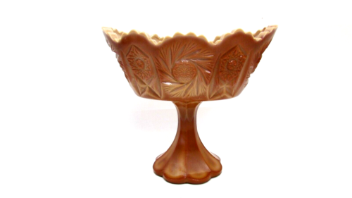 Fenton Chocolate Slag Glass “Whirling Star” Compote Oval Bowl ***AS IS*** - Picture 1 of 10