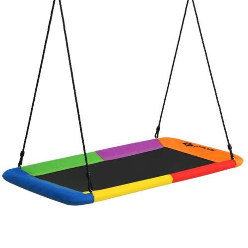 Costway Platform Tree Web Swing 60" UV Resistant Adjustable Ropes Multicolor - 第 1/6 張圖片