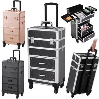 Rolling Cosmetic Cases Makeup Trolley Case on Wheels Beauty Storage Organiser