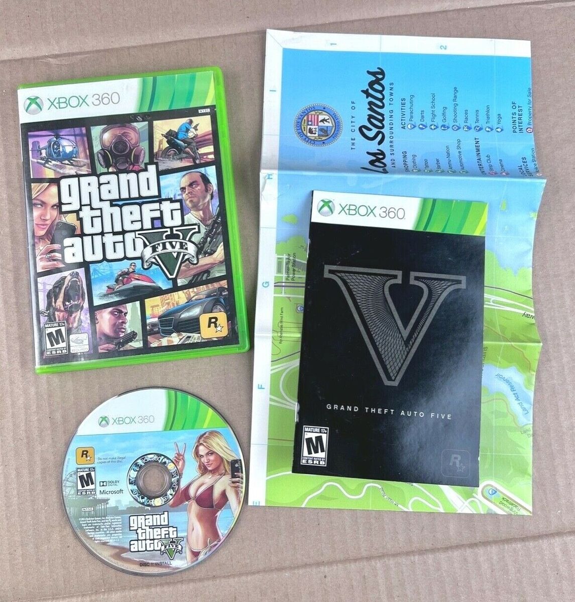 Grand Theft Auto V GTA 5 - Xbox 360 - Case and Manual Only