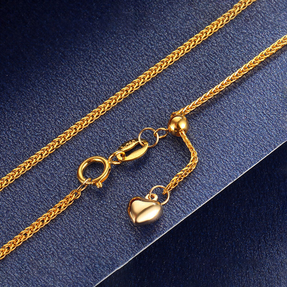 Collar ajustable cadena trigo oro amarillo 18K mujer suerte 0,9 mmW 18"L