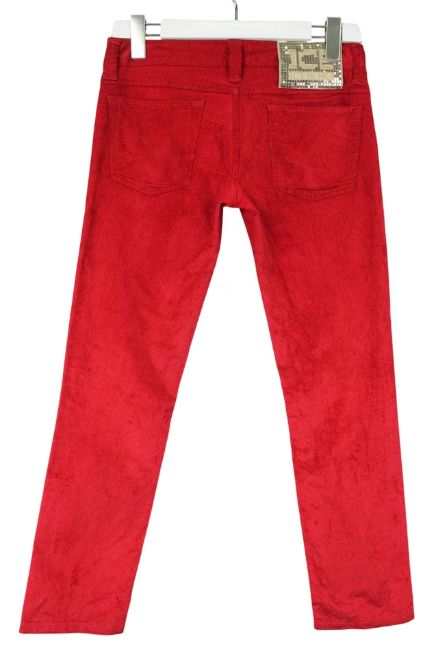 Pantalones Iceberg Damas W28 Ajuste Regular Cordón Cremallera Mosca Rojo Foto 2 de 4