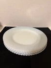 VINTAGE SET OF 4 MACBETH EVANS PETALWARE OPALESCENT MONAX MILK GLASS PLATES 9"