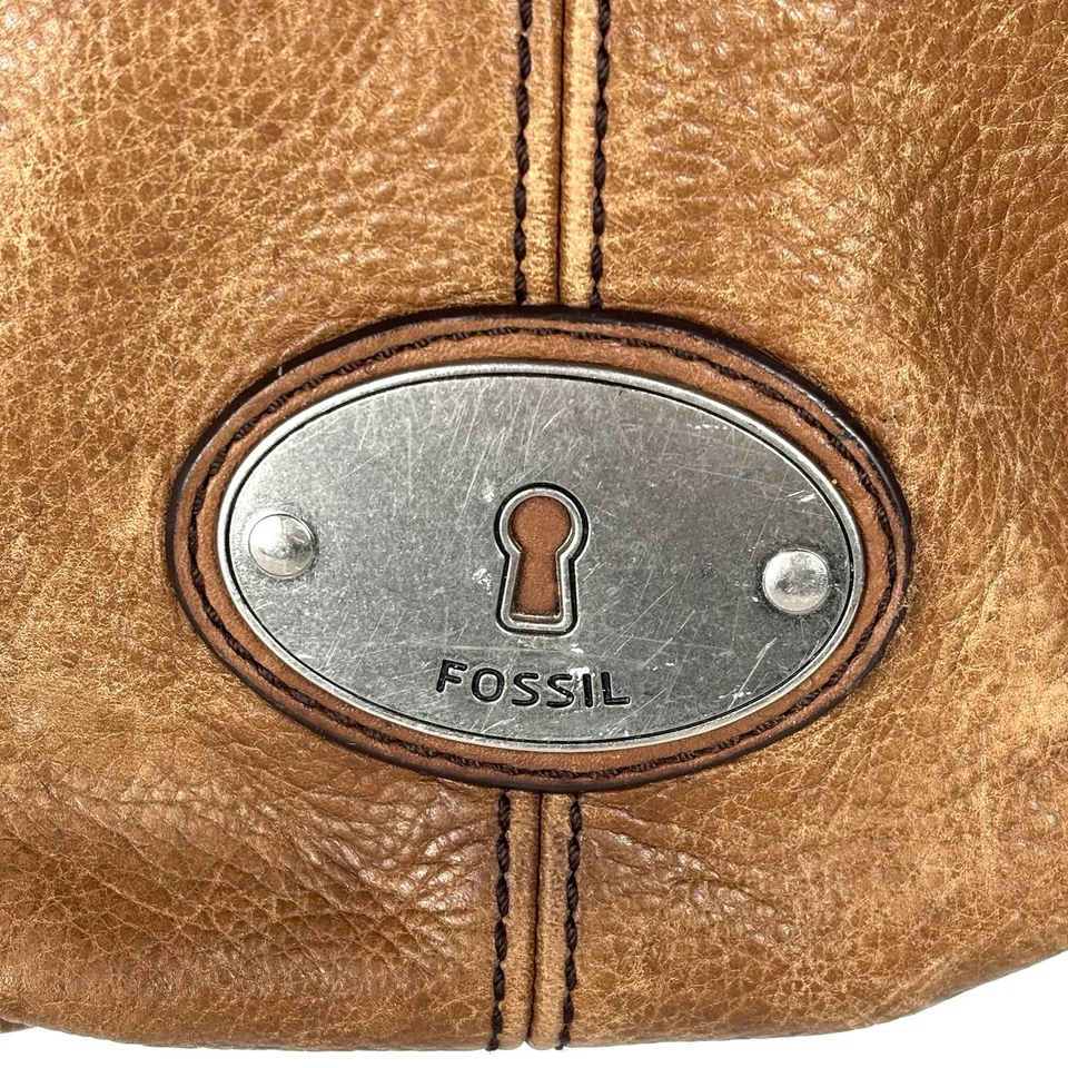 Fossil Maddox Cuero Marrón Cordón Bolso Cubo Llavero Envejecido Foto 3 de 4