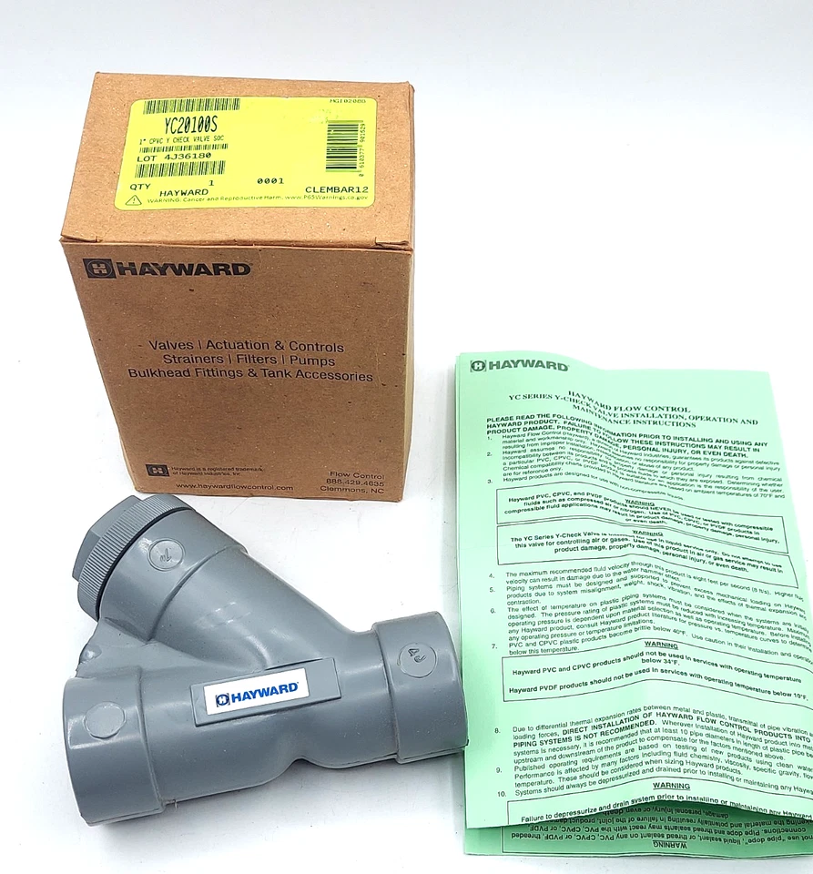 Hayward YC20100S 1" CPVC Y-Válvula de retención industrial con extremos de enchufe 1 pulgada *NUEVO* Foto 3 de 4