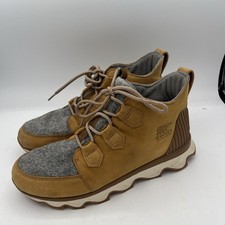 Sorel Boots Women's Kinetic Caribou Leather Waterproof Size 8 Laces Camel Brown