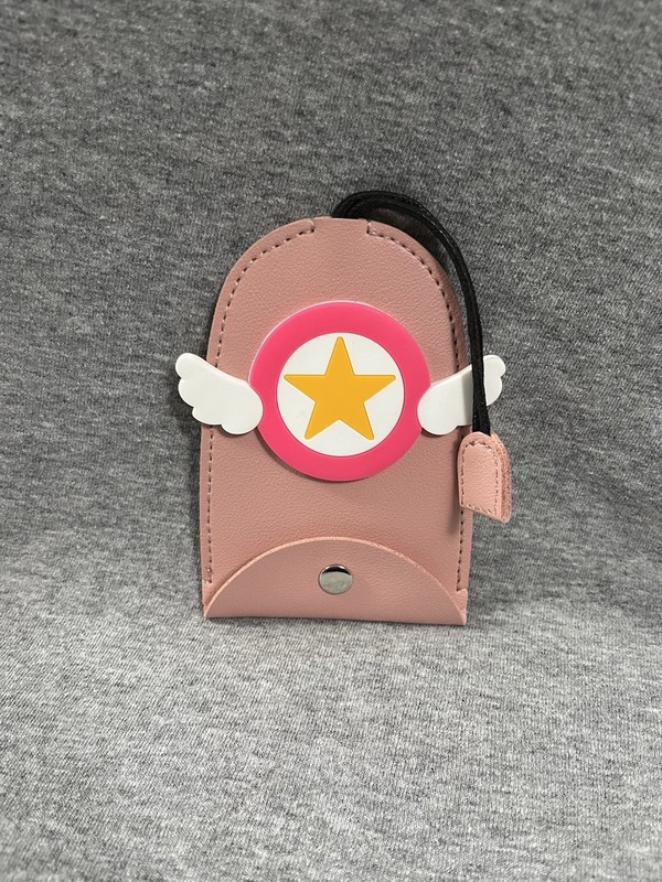 PINK PU LEATHER PORTABLE PULL OUT KEY PROTECTOR HOLDER CASE W/ SUPERSTAR KAWAII