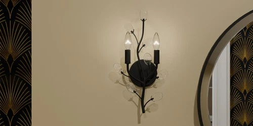Quoizel HEI8709 Heiress 2 Light 18" Tall Wall Sconce - Black - Picture 6 of 9