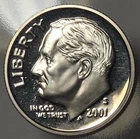 2001 S ROOSEVELT 90% SILVER PROOF DIME