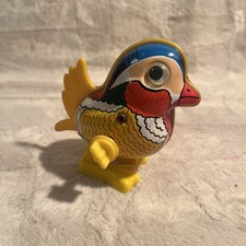 Vintage Tin Pecking Bird Wind Up Walking Toy, Works