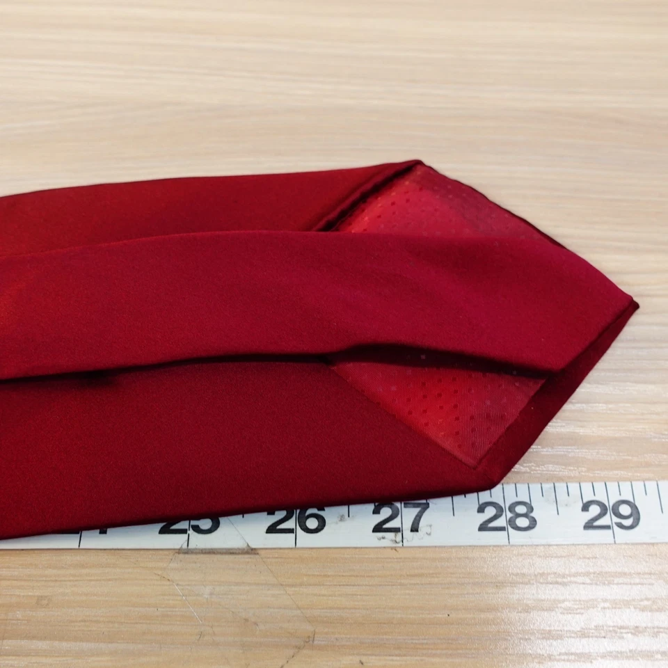 Gravata de pescoço borgonha lisa masculina cetim vermelho seda maciça noivo GIORGIO BISSONI - Imagem 3 de 4