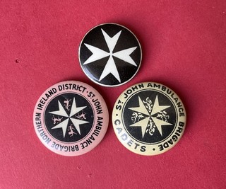 Vintage Enamel St John nursing Ambulance Pin Badges X3 Cadets Northern Ireland