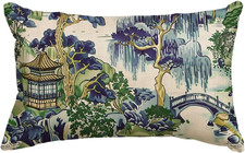 Chinoiserie Blue Trees Throw Pillow Cover - 12x20
