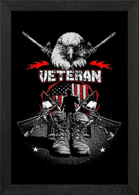 Proud To Be A Veteran Framed Wall Art Poster Canvas Print Picture