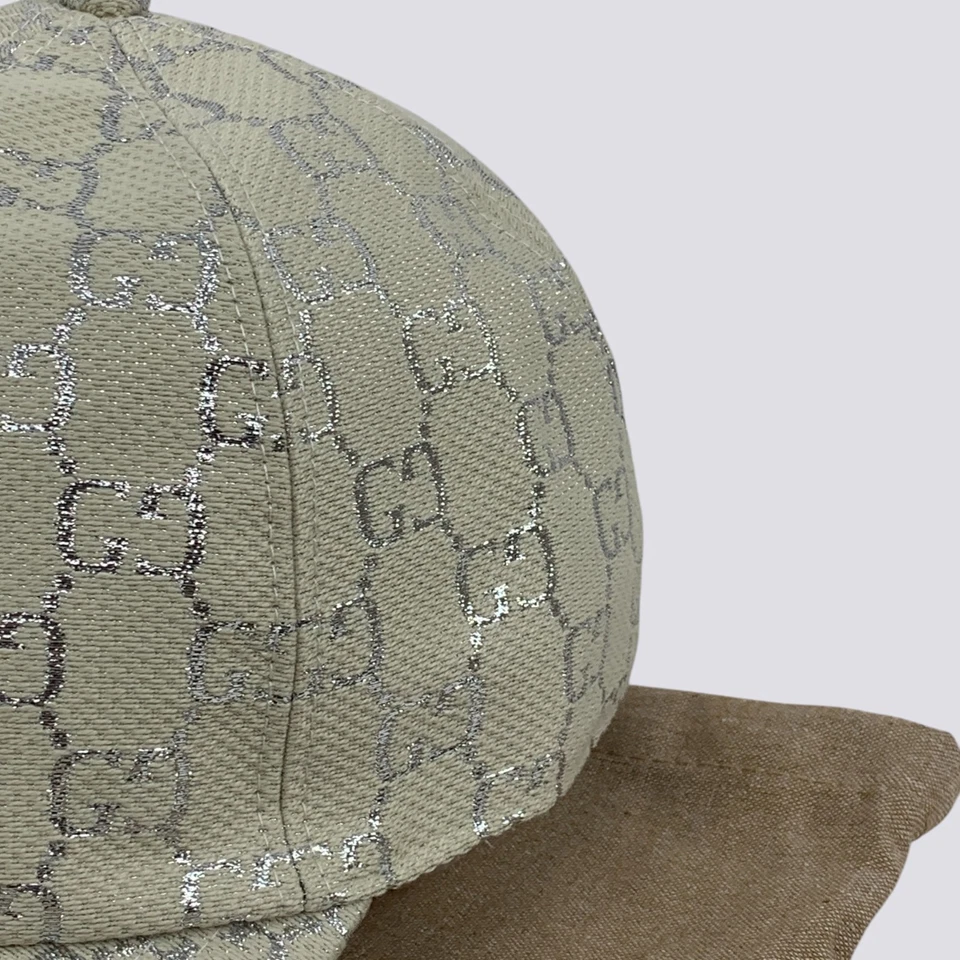 Gorra de béisbol Gucci GG con monograma plateada de lona coja blanca talla M Foto 4 de 4