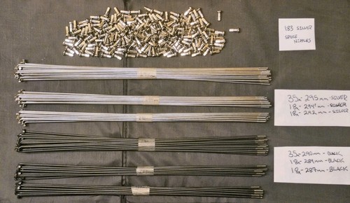(132) Bicycle Spokes 183 Nipples Silver & Black Spoke Lot 295 290 292 289 287mm - Picture 20 of 22